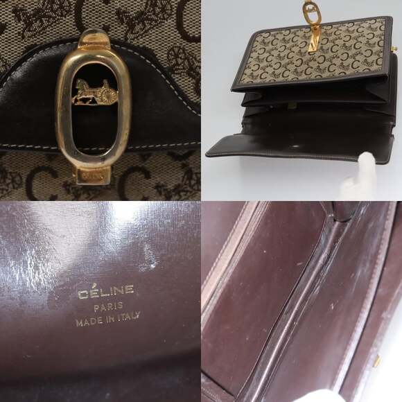 CELINE C Macadam Canvas Shoulder Bag Beige Brown - Picture 11 of 13